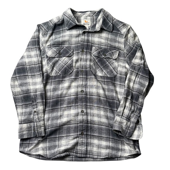 Field Stream Flannel Shirt Plaid Button Up Long Sleeve Pockets Gray LG - Picture 1 of 7